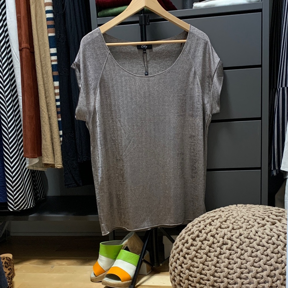 ORLY -  Taupe Short Sleeve Top